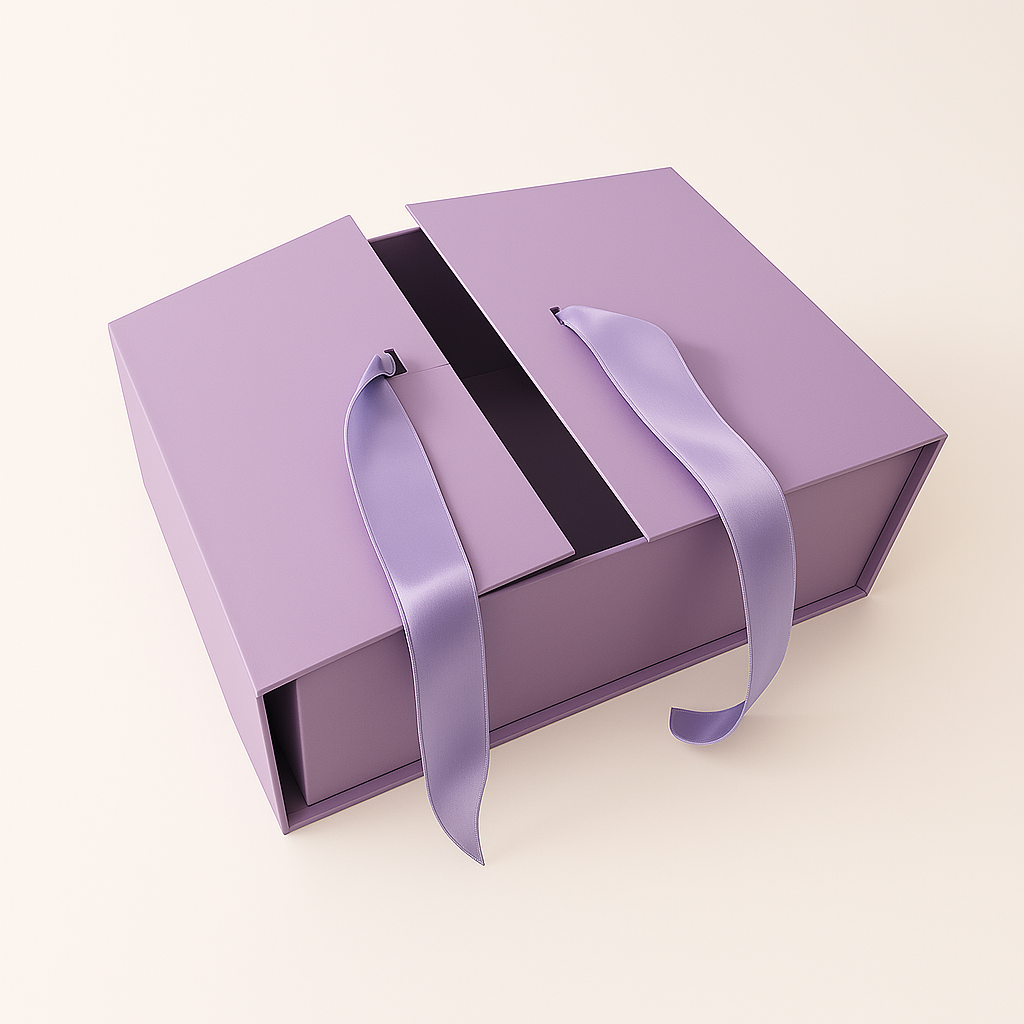 Caja de regalo con lazo desplegable