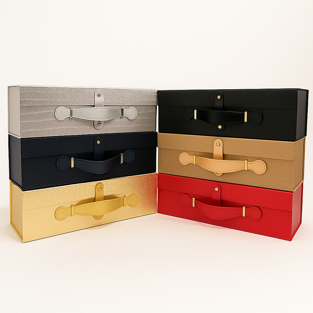 Caja tipo maletín para botellas