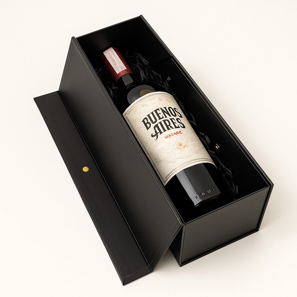 Caja tipo maletín para botellas